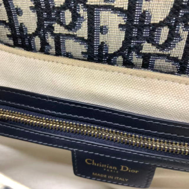 Dior Saddle Medium Navy Oblique Monogram Canvas Shoulder Bag