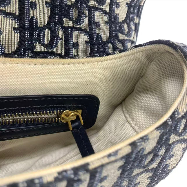 Dior Saddle Medium Navy Oblique Monogram Canvas Shoulder Bag