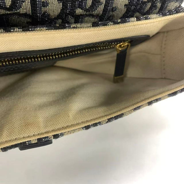 Dior Saddle Medium Navy Oblique Monogram Canvas Shoulder Bag