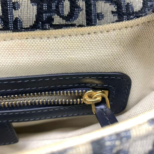Dior Saddle Medium Navy Oblique Monogram Canvas Shoulder Bag