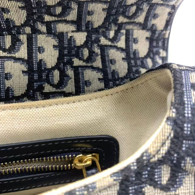 Dior Saddle Medium Navy Oblique Monogram Canvas Shoulder Bag