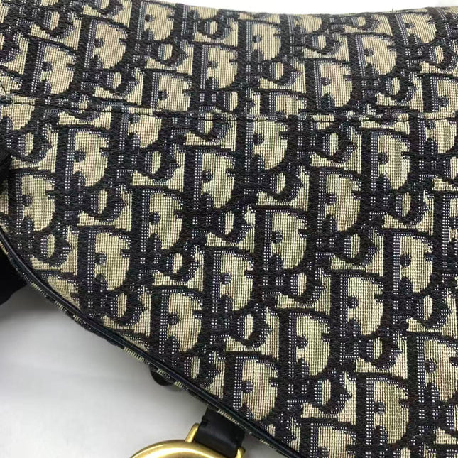 Dior Saddle Medium Navy Oblique Monogram Canvas Shoulder Bag