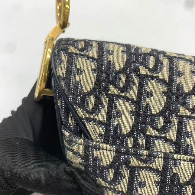 Dior Saddle Medium Navy Oblique Monogram Canvas Shoulder Bag