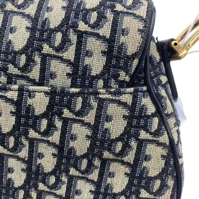 Dior Saddle Medium Navy Oblique Monogram Canvas Shoulder Bag