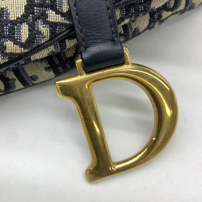 Dior Saddle Medium Navy Oblique Monogram Canvas Shoulder Bag