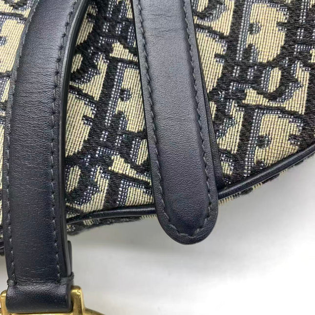 Dior Saddle Medium Navy Oblique Monogram Canvas Shoulder Bag