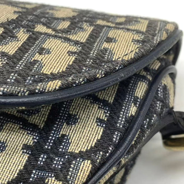 Dior Saddle Medium Navy Oblique Monogram Canvas Shoulder Bag