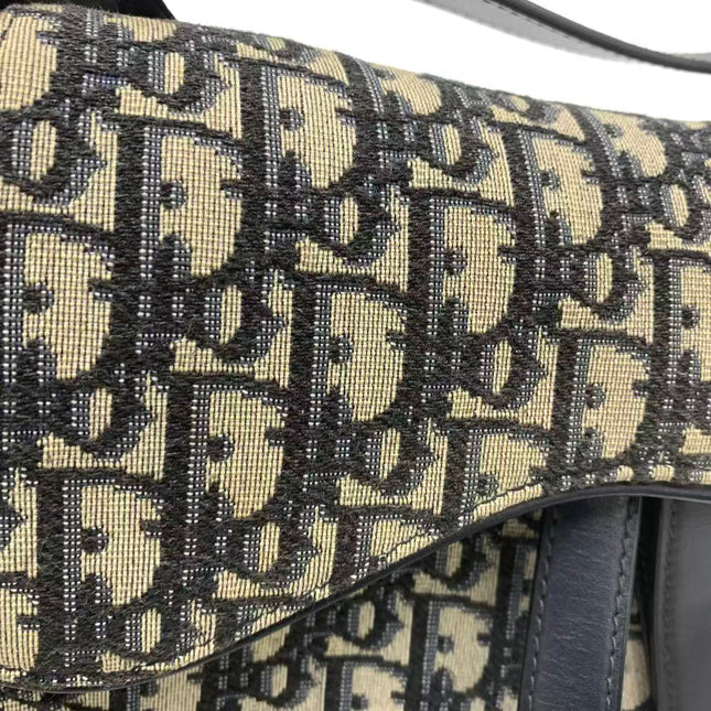 Dior Saddle Medium Navy Oblique Monogram Canvas Shoulder Bag