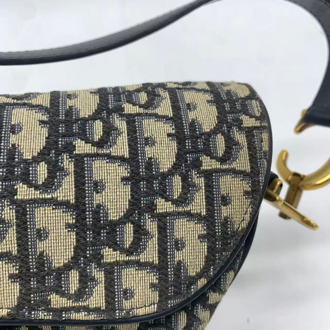 Dior Saddle Medium Navy Oblique Monogram Canvas Shoulder Bag