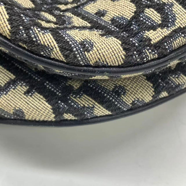 Dior Saddle Medium Navy Oblique Monogram Canvas Shoulder Bag