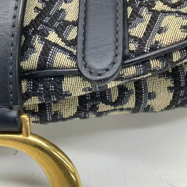 Dior Saddle Medium Navy Oblique Monogram Canvas Shoulder Bag
