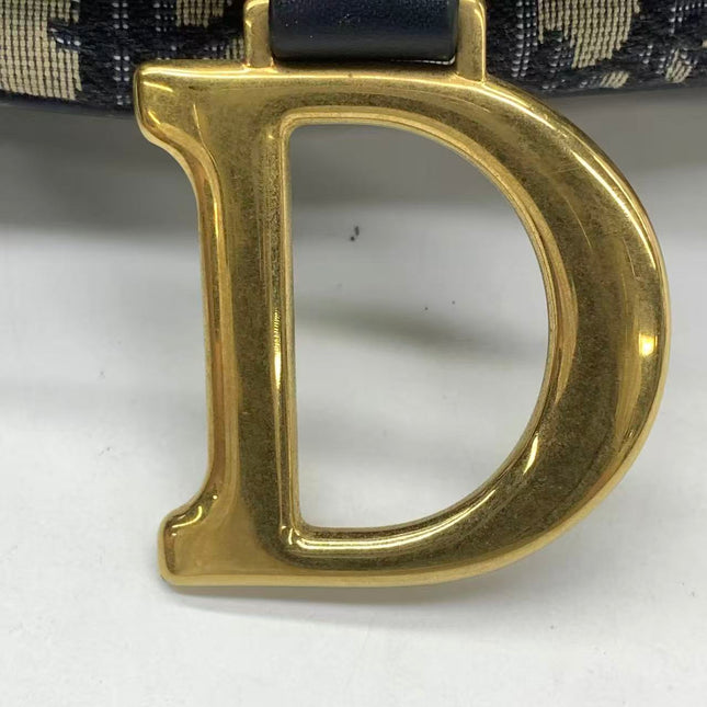 Dior Saddle Medium Navy Oblique Monogram Canvas Shoulder Bag