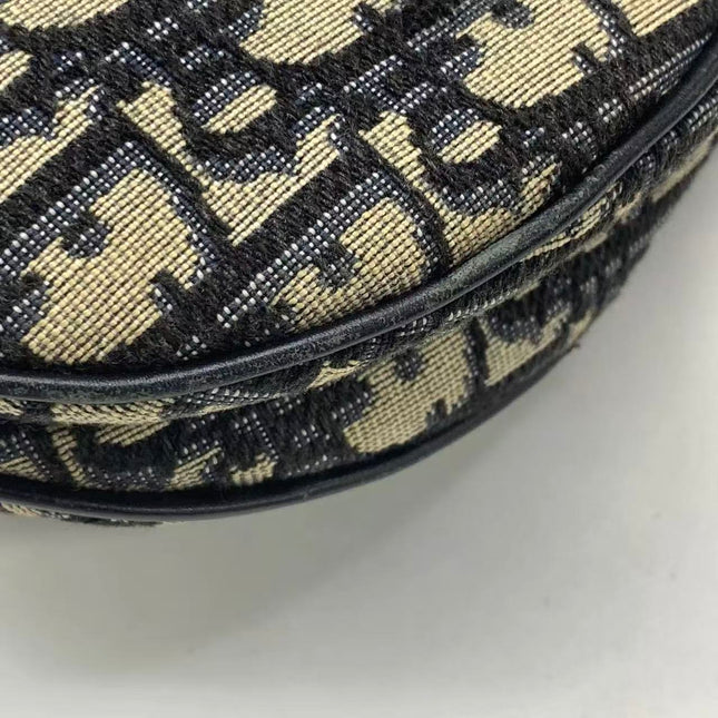 Dior Saddle Medium Navy Oblique Monogram Canvas Shoulder Bag