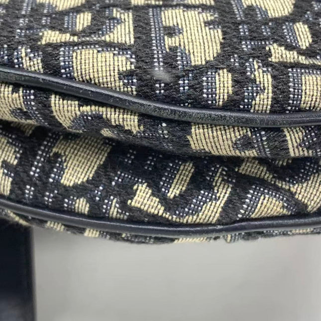Dior Saddle Medium Navy Oblique Monogram Canvas Shoulder Bag