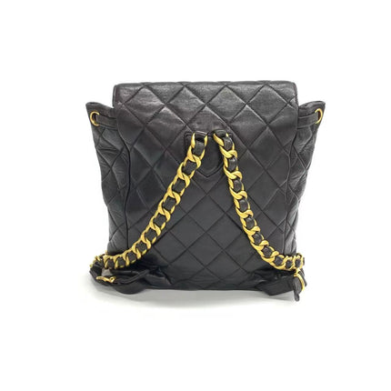 Chanel Vintage 1994-1996 Duma Backpack Black Lambskin Leather Gold Hardware