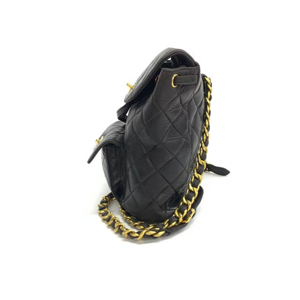 Chanel Vintage 1994-1996 Duma Backpack Black Lambskin Leather Gold Hardware