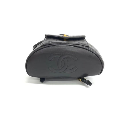 Chanel Vintage 1994-1996 Duma Backpack Black Lambskin Leather Gold Hardware
