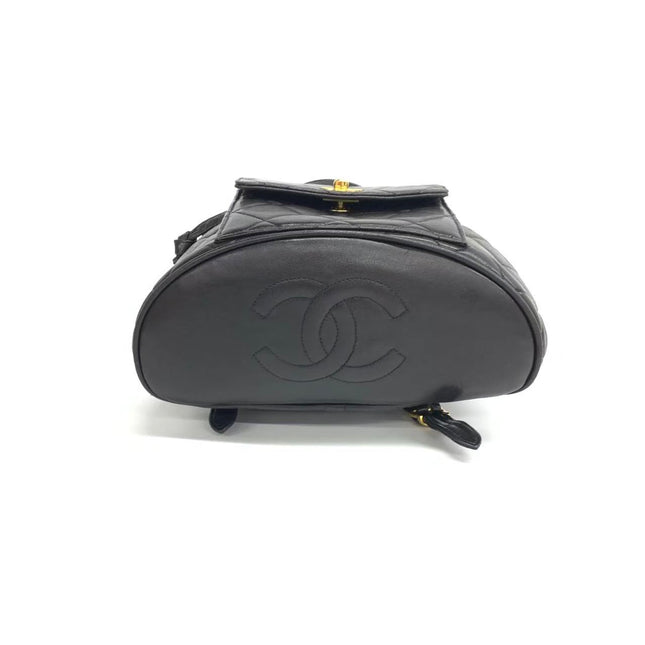 Chanel Vintage 1994-1996 Duma Backpack Black Lambskin Leather Gold Hardware