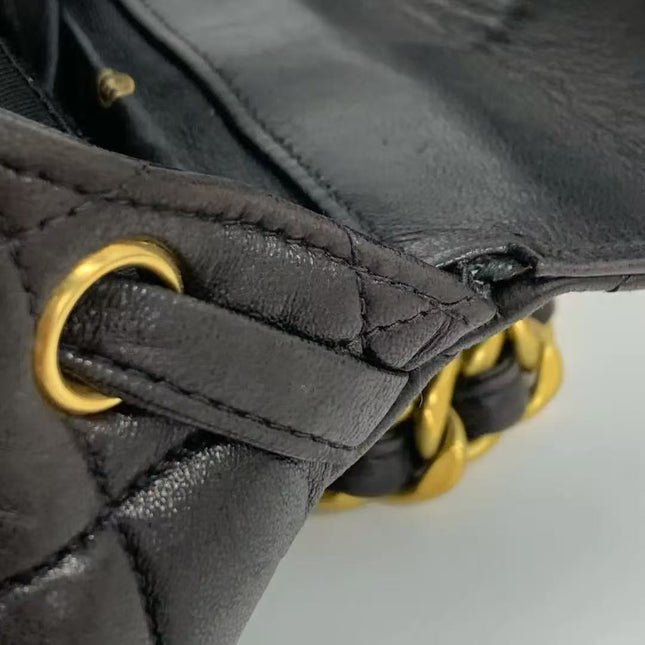 Chanel Vintage 1994-1996 Duma Backpack Black Lambskin Leather Gold Hardware