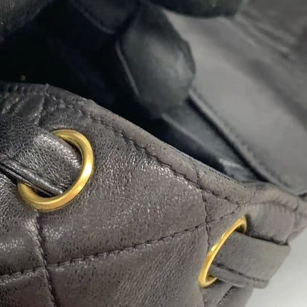 Chanel Vintage 1994-1996 Duma Backpack Black Lambskin Leather Gold Hardware