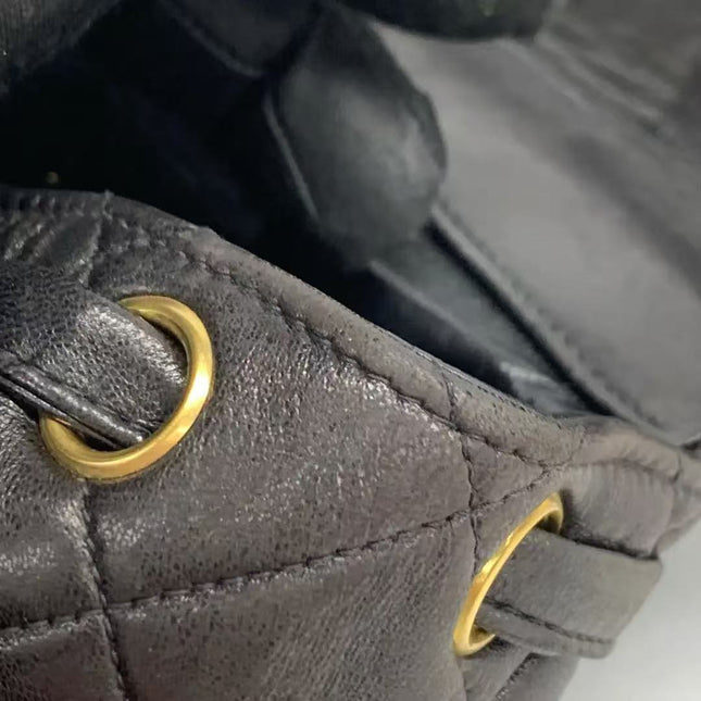 Chanel Vintage 1994-1996 Duma Backpack Black Lambskin Leather Gold Hardware