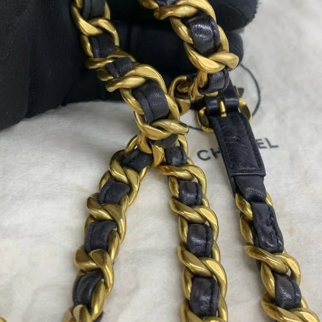 Chanel Vintage 1994-1996 Duma Backpack Black Lambskin Leather Gold Hardware