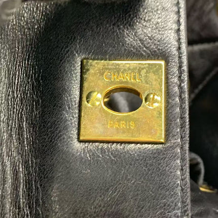 Chanel Vintage 1994-1996 Duma Backpack Black Lambskin Leather Gold Hardware