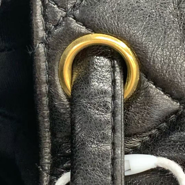 Chanel Vintage 1994-1996 Duma Backpack Black Lambskin Leather Gold Hardware