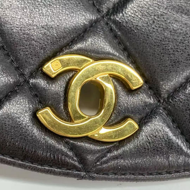Chanel Vintage 1994-1996 Duma Backpack Black Lambskin Leather Gold Hardware