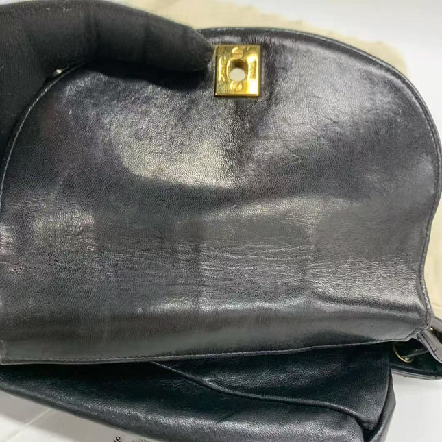 Chanel Vintage 1994-1996 Duma Backpack Black Lambskin Leather Gold Hardware
