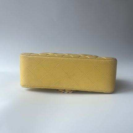 Chanel Classic Flap Rectangular Mini 2016 Yellow Lambskin Leather Gold Hardware