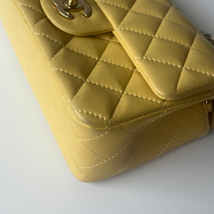 Chanel Classic Flap Rectangular Mini 2016 Yellow Lambskin Leather Gold Hardware