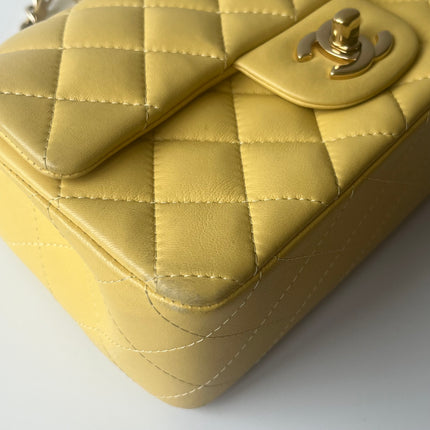 Chanel Classic Flap Rectangular Mini 2016 Yellow Lambskin Leather Gold Hardware