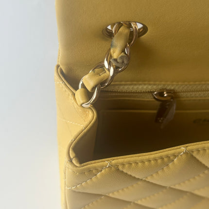Chanel Classic Flap Rectangular Mini 2016 Yellow Lambskin Leather Gold Hardware