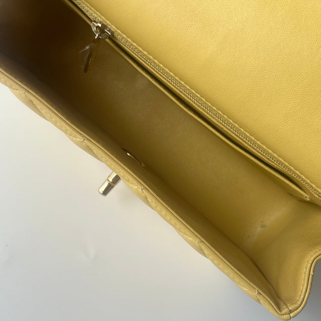 Chanel Classic Flap Rectangular Mini 2016 Yellow Lambskin Leather Gold Hardware