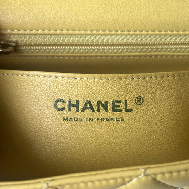Chanel Classic Flap Rectangular Mini 2016 Yellow Lambskin Leather Gold Hardware
