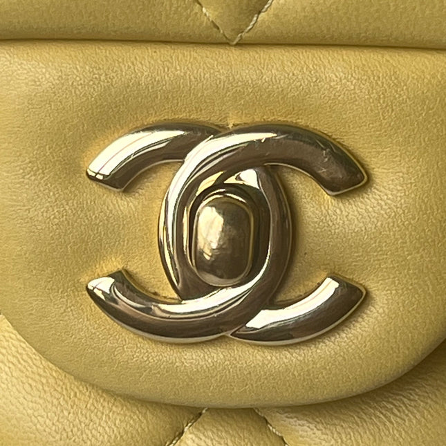 Chanel Classic Flap Rectangular Mini 2016 Yellow Lambskin Leather Gold Hardware
