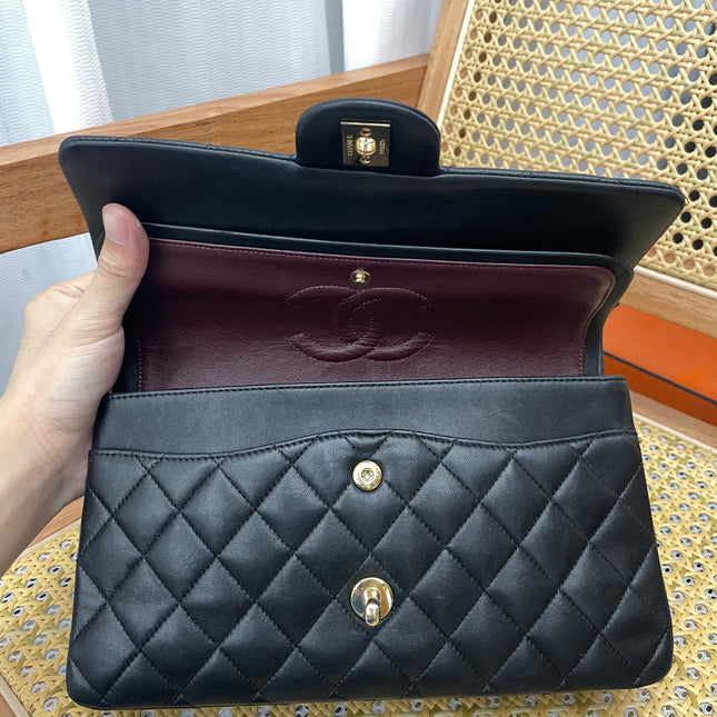 Chanel Classic Flap Medium Black Lambskin Leather Gold Hardware 2009-2010