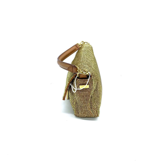 Fendi Baguette Mini Gold Beaded Chain Strap Crossbody Bag