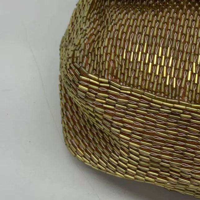 Fendi Baguette Mini Gold Beaded Chain Strap Crossbody Bag