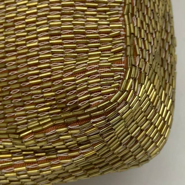 Fendi Baguette Mini Gold Beaded Chain Strap Crossbody Bag