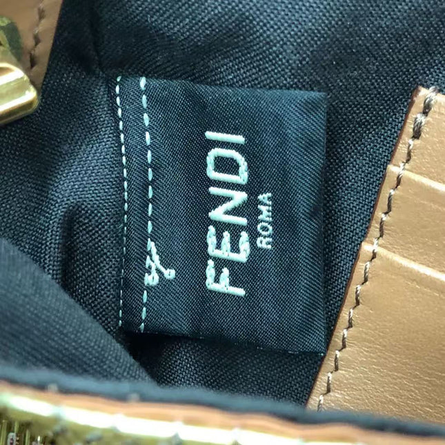 Fendi Baguette Mini Gold Beaded Chain Strap Crossbody Bag
