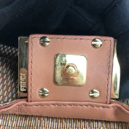 Fendi Baguette Mini Gold Beaded Chain Strap Crossbody Bag