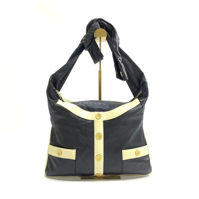Chanel Large Girl Jacket Bag Black and Beige Lambskin Leather Shoulder Bag 2015-Luxbags
