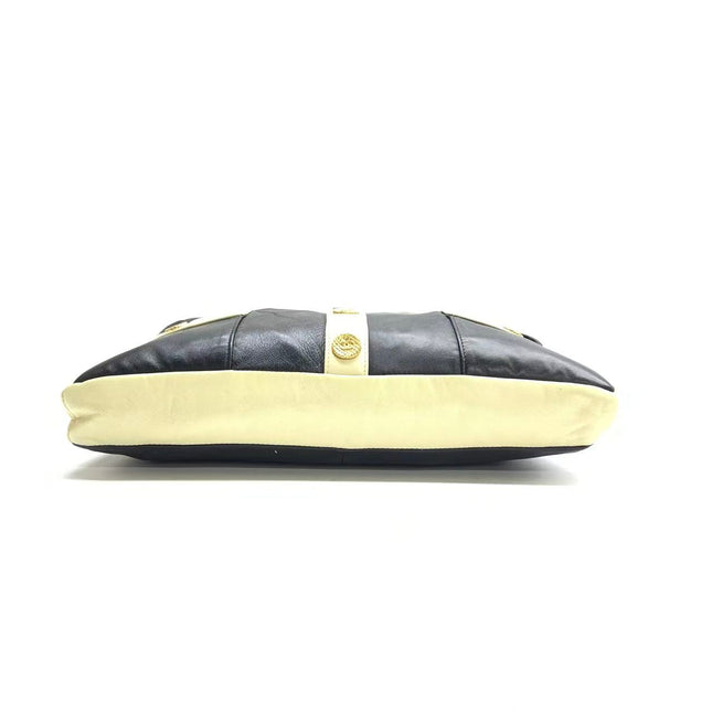 Chanel Large Girl Jacket Bag Black and Beige Lambskin Leather Shoulder Bag 2015