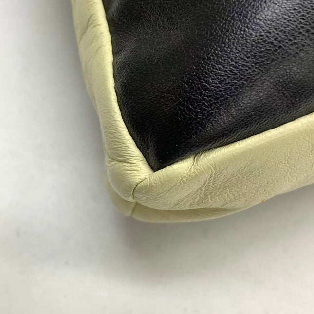 Chanel Large Girl Jacket Bag Black and Beige Lambskin Leather Shoulder Bag 2015