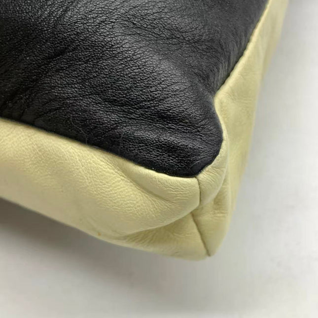 Chanel Large Girl Jacket Bag Black and Beige Lambskin Leather Shoulder Bag 2015