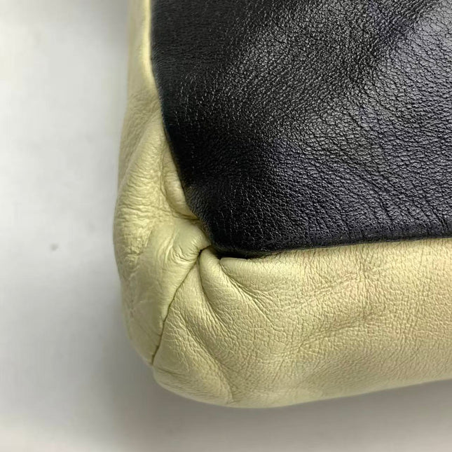 Chanel Large Girl Jacket Bag Black and Beige Lambskin Leather Shoulder Bag 2015