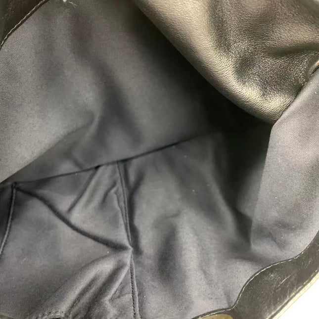 Chanel Large Girl Jacket Bag Black and Beige Lambskin Leather Shoulder Bag 2015