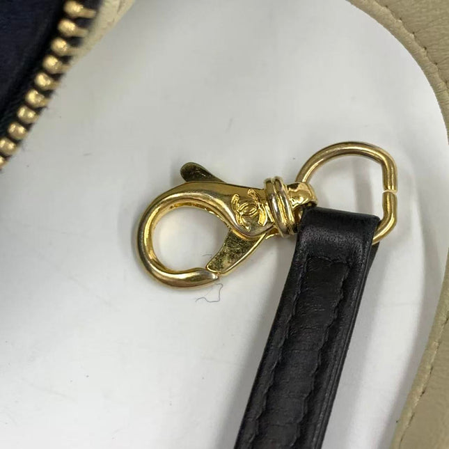 Chanel Large Girl Jacket Bag Black and Beige Lambskin Leather Shoulder Bag 2015